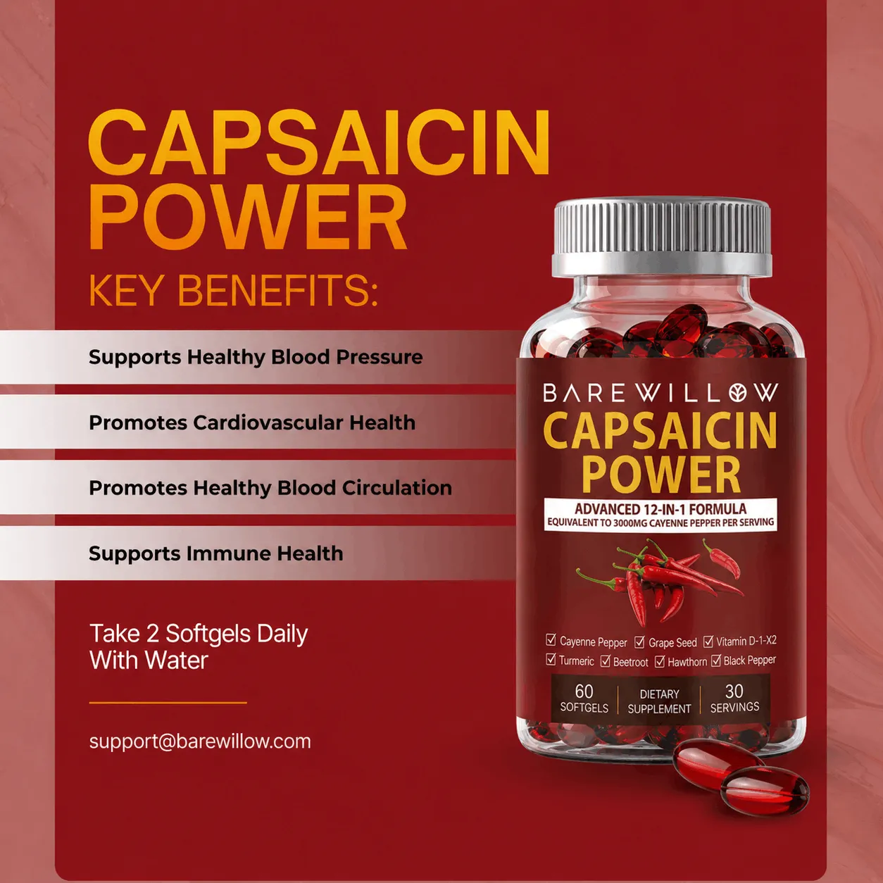 Barewillow Capsaicin Power Advanced 12-in-1 Formula