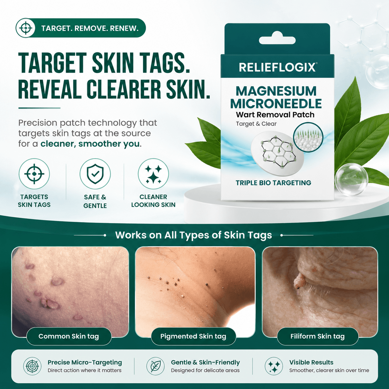 ReliefLogix Magnesium Microneedle Wart Removal Patch