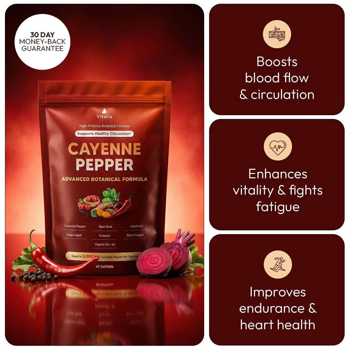 Vitalia Cayenne Pepper Softgels