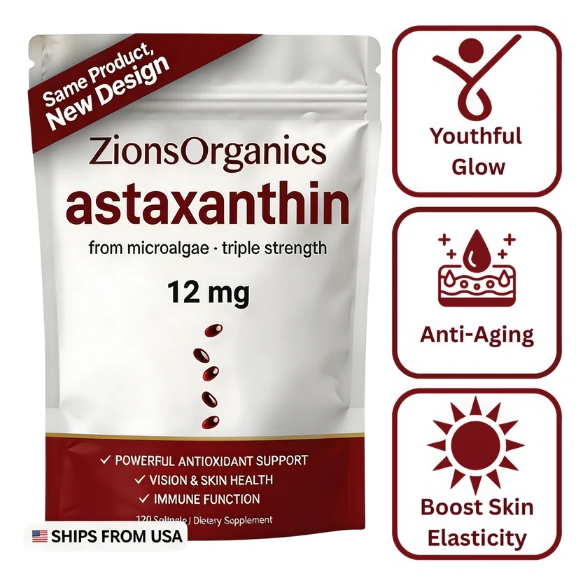 ZionsOrganics Astaxanthin Triple Strength 12mg